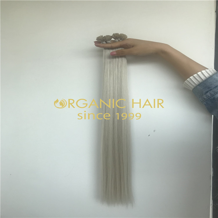 Slavic keratin bonds hair extensions ashy color H189